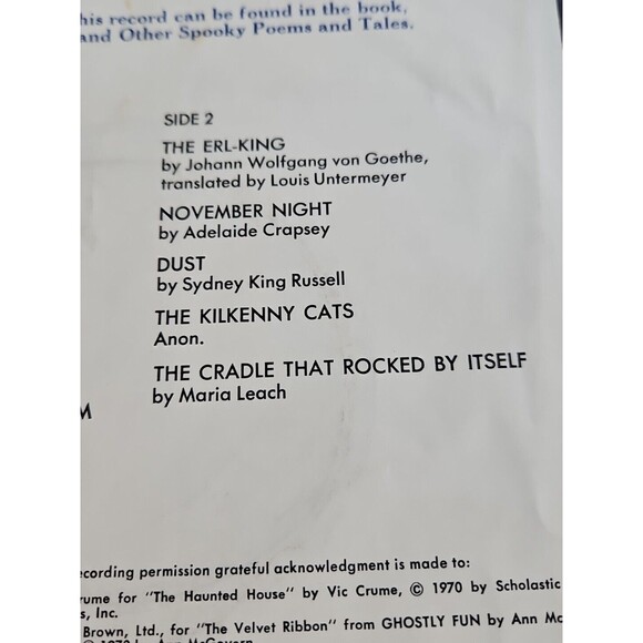1970 The Haunted House and Other Spooky Poems & Tales 33rpm Scholastic Halloween - Picture 6 of 10